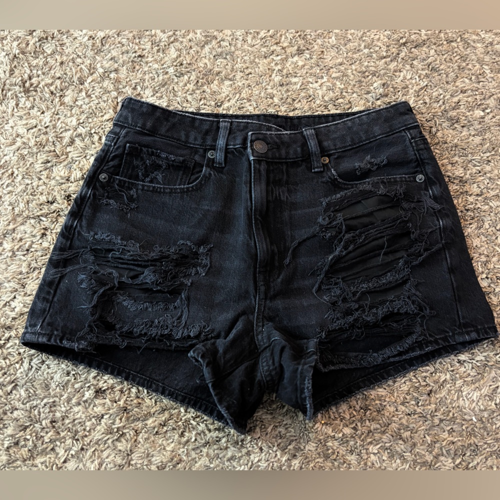 American Eagle Outfitters Black Distressed Jean Shorts